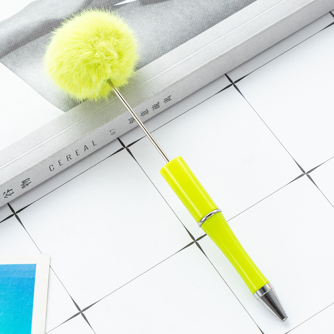 Wholesale Fluffy Pens Pompom Beadable Pens for DIY